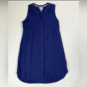 Knox Rose Womens Button Up Dress Medium Blue Lightweight Crepe Sleeveless (A91)